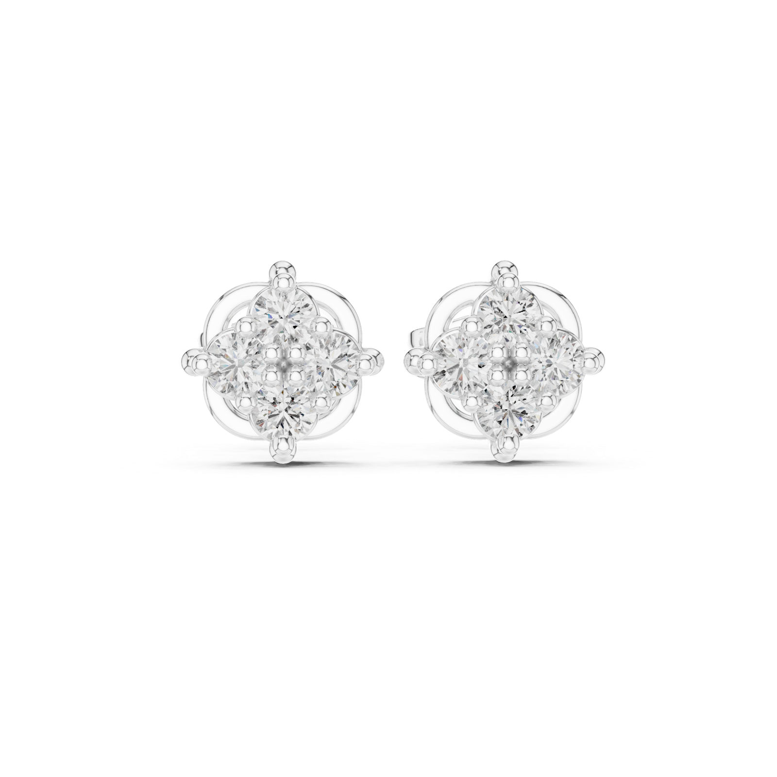 Gold Earrings 9-10050E, White Gold