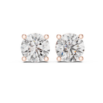 14K Solid Gold Lab Diamond Stud Earrings, Rose Gold