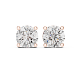 14K Solid Gold Lab Diamond Stud Earrings, Rose Gold