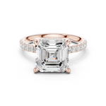 Gold Ring, Asscher center stone, Rose Gold