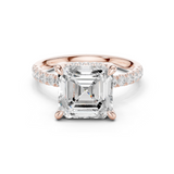 Gold Ring, Asscher center stone, Rose Gold