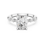 Gold Ring, Oval center stone, White Gold, view 4