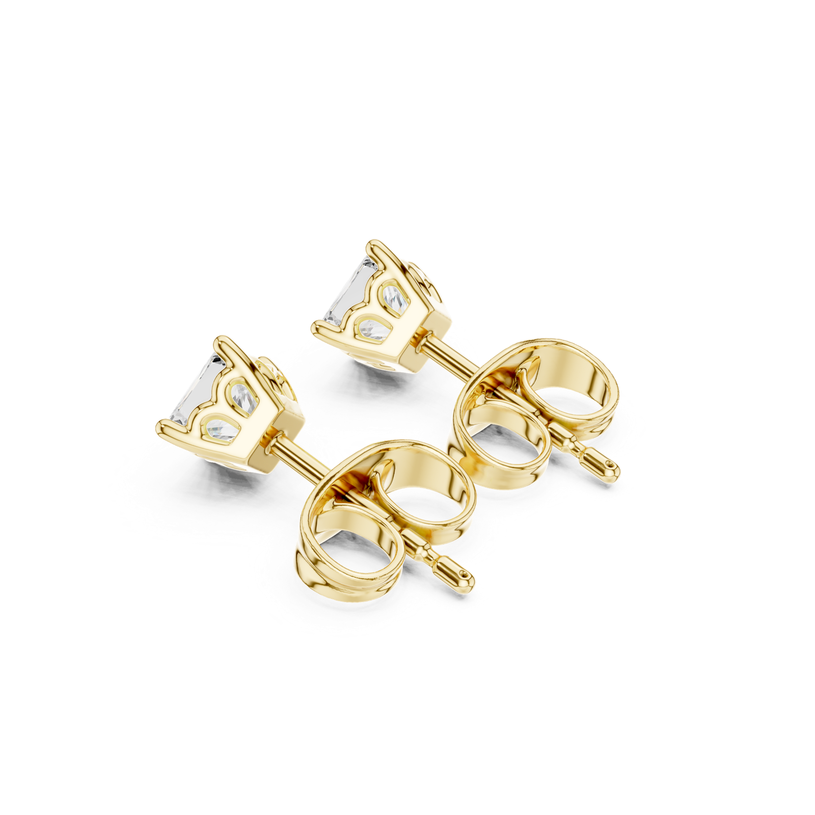 14K Solid Gold Lab Diamond Stud Earrings, Yellow Gold, view 2
