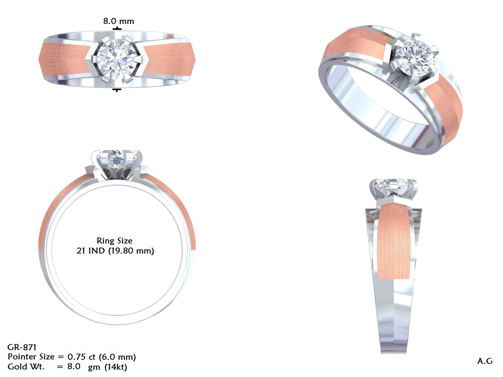 14K Solid Gold Lab Diamond Solitaire Ring, Yellow Gold, view 50