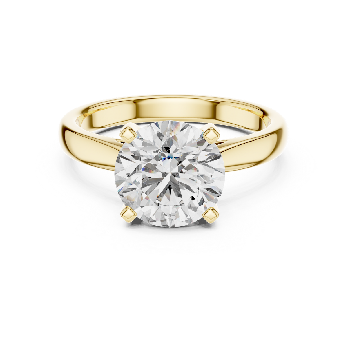 14K Solid Gold Lab Diamond Solitaire Ring, Yellow Gold