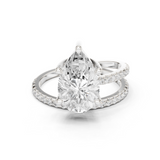 Gold Jewelry L35-39, Pear center stone, White Gold