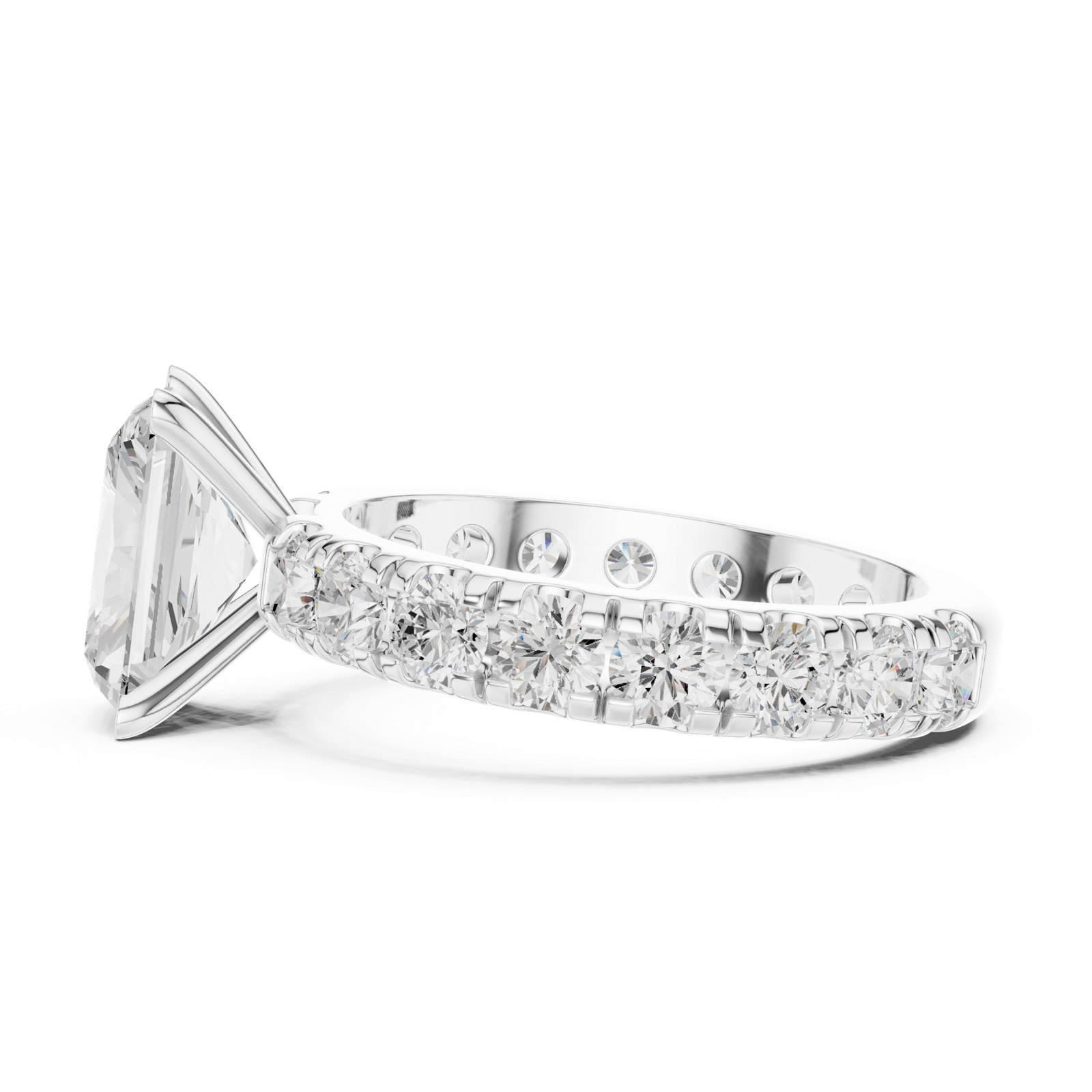 Gold Jewelry L35-63, Radiant center stone, White Gold, view 3