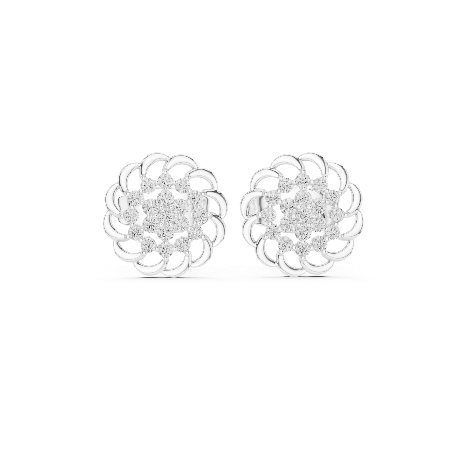Gold Earrings 9-10087E, White Gold