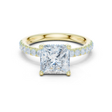 Gold Ring DDLR-161, Princess center stone, Yellow Gold