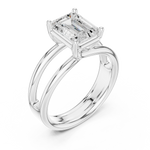 Gold Jewelry L36-9, Emerald center stone, White Gold, view 2
