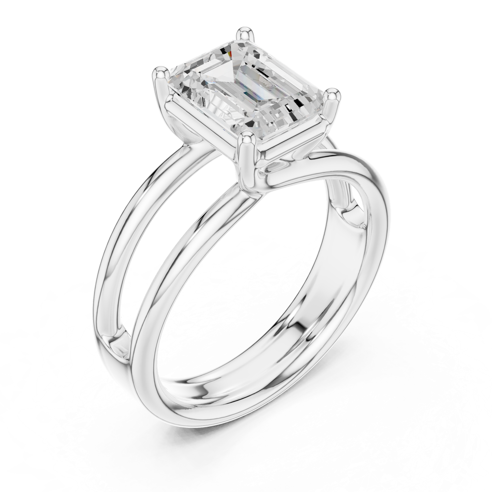 Gold Jewelry L36-9, Emerald center stone, White Gold, view 2