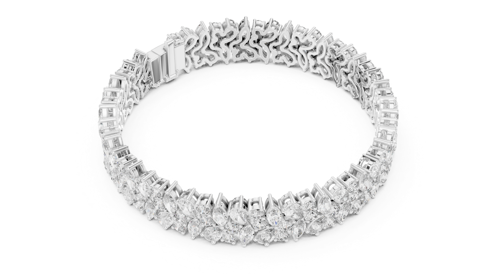 14K Solid Gold Lab Diamond Bracelet, White Gold, view 2