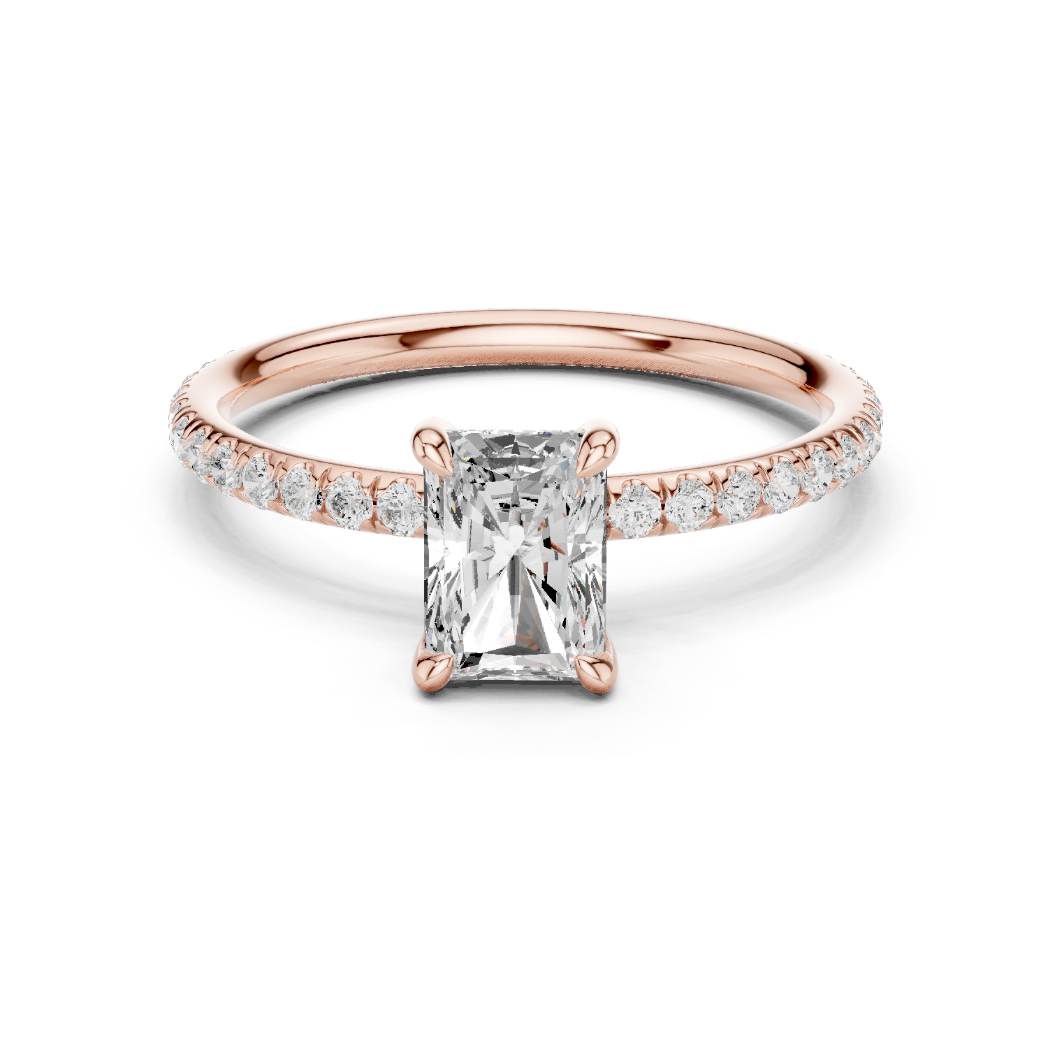 Gold Jewelry L36-15, Radiant center stone, Rose Gold