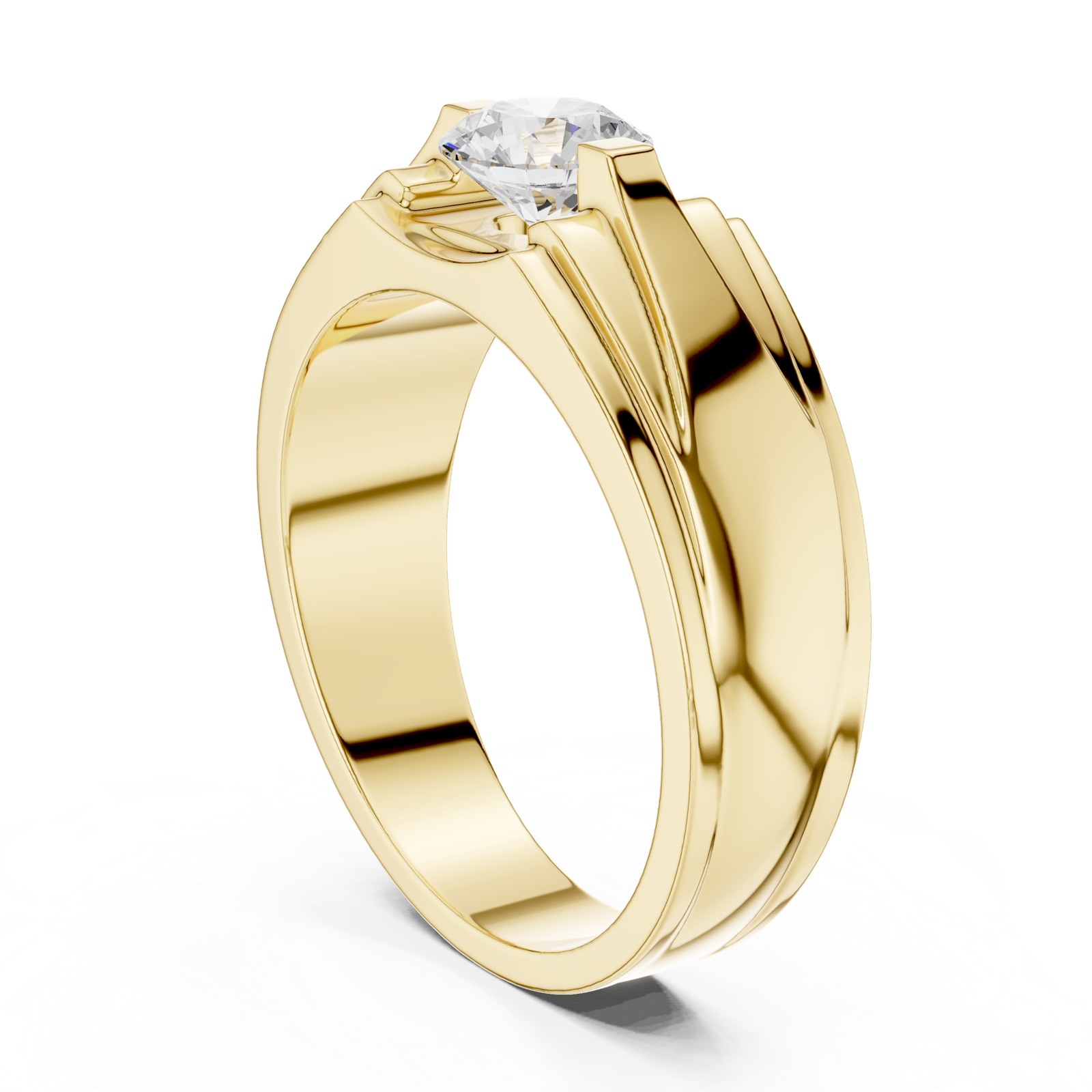 14K Solid Gold Lab Diamond Solitaire Ring, Yellow Gold, view 1
