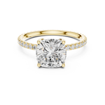 Gold Jewelry, Cushion center stone, Yellow Gold, view 4