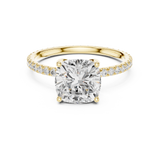 Gold Jewelry, Cushion center stone, Yellow Gold, view 4