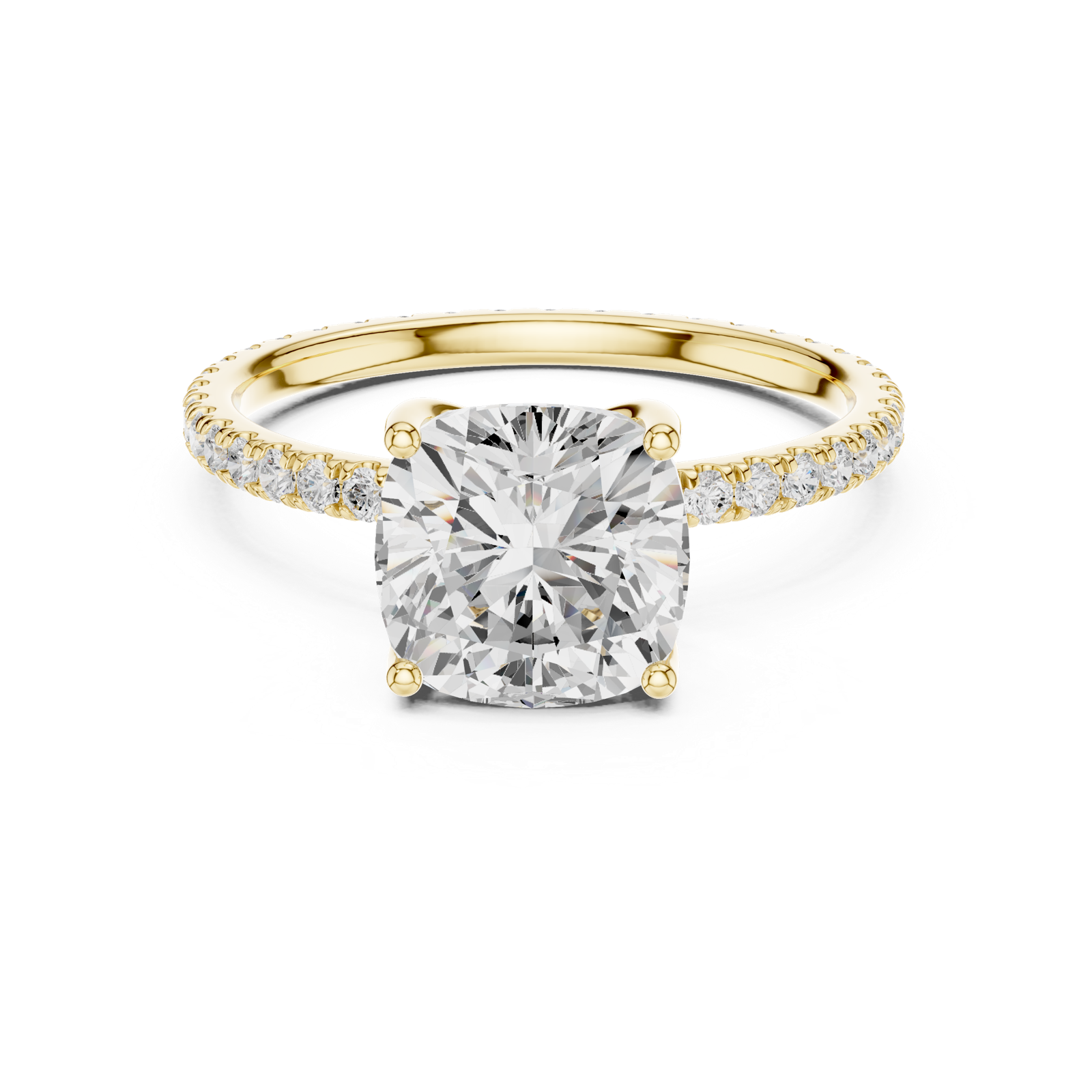 Gold Jewelry, Cushion center stone, Yellow Gold, view 4