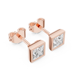 14K Solid Gold Lab Diamond Stud Earrings, Rose Gold, view 2