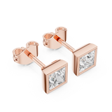 14K Solid Gold Lab Diamond Stud Earrings, Rose Gold, view 2