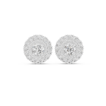 14K Solid Gold Lab Diamond Halo Earrings, White Gold