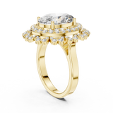 14K Solid Gold Lab Diamond Halo Ring, Yellow Gold, view 1