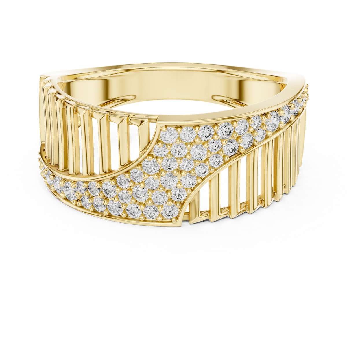 14K Solid Gold Lab Diamond Band Ring, Yellow Gold