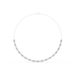 14K Solid Gold Lab Diamond Station Necklace, White Gold