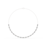 14K Solid Gold Lab Diamond Station Necklace, White Gold