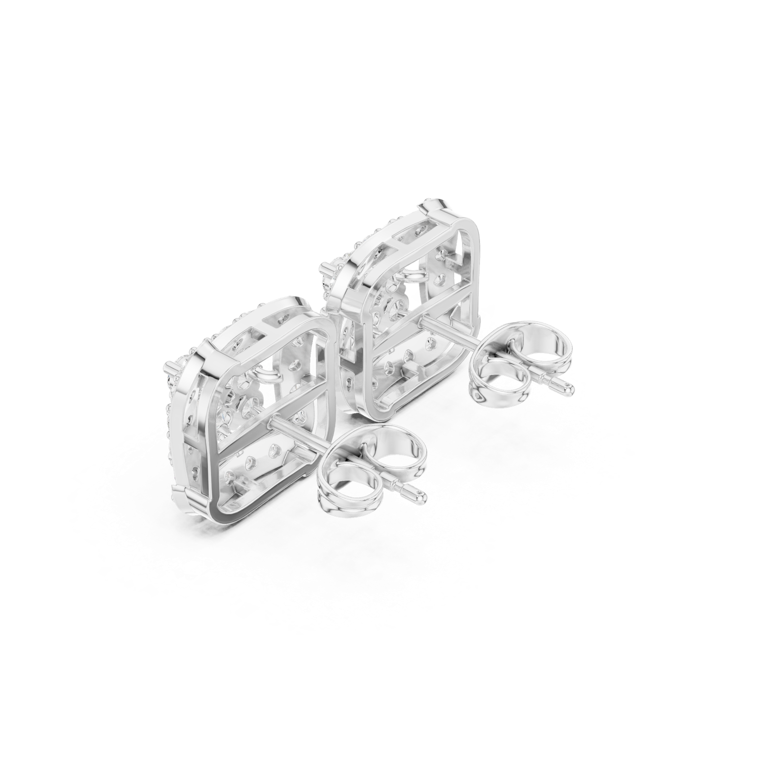 Gold Earrings ALJERV-479, White Gold, view 2