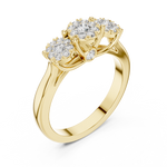 14K Solid Gold Lab Diamond Three-Stone Ring, Yellow Gold, view 2