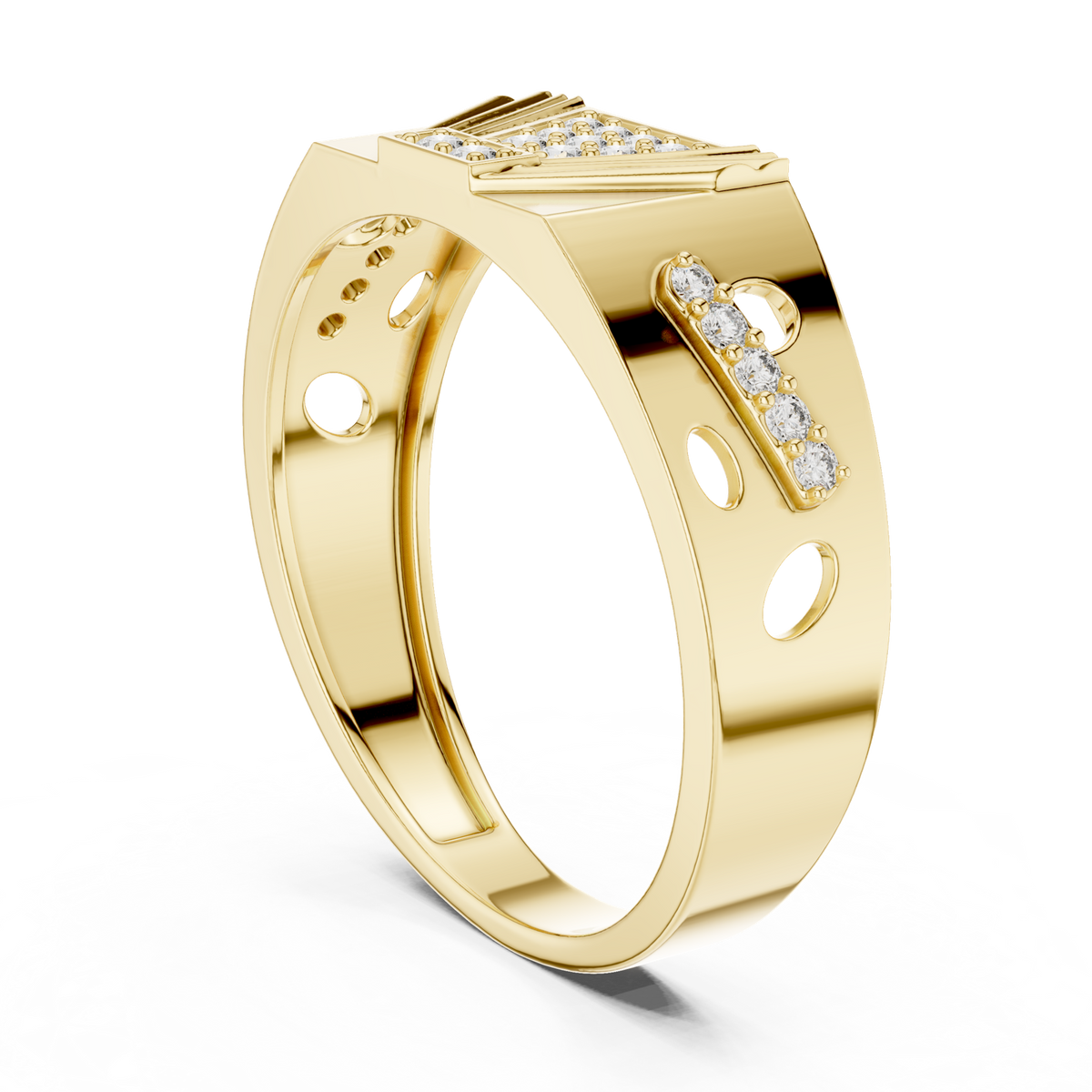 14K Solid Gold Lab Diamond Cluster Ring, Yellow Gold, view 1