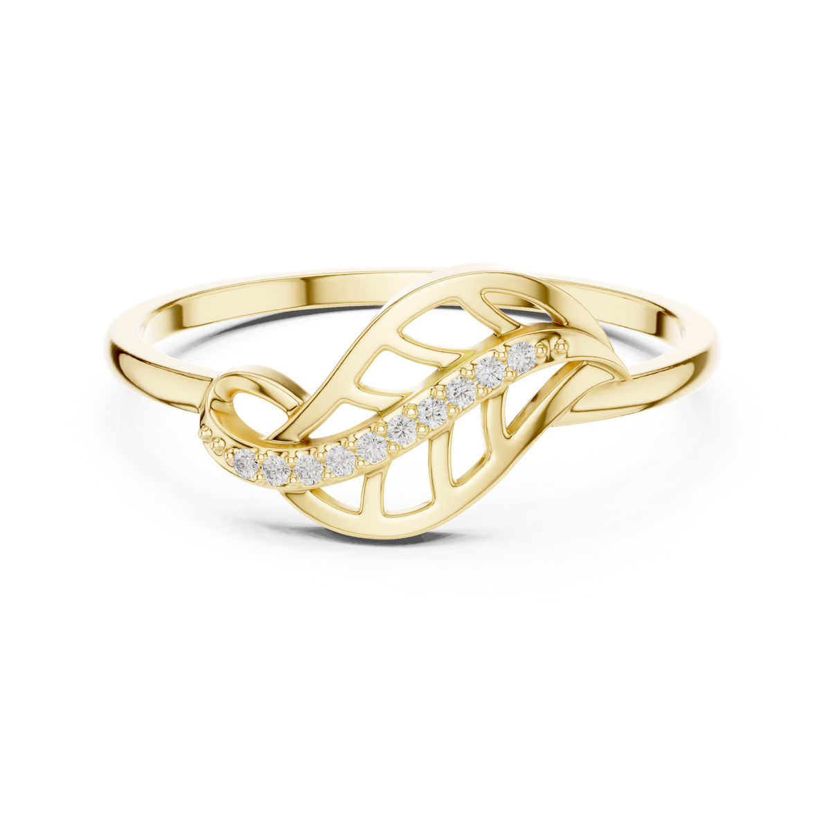 14K Solid Gold Lab Diamond Infinity Twist Ring, Yellow Gold