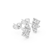 14K Solid Gold Lab Diamond Flower Cluster Earrings, White Gold, view 1