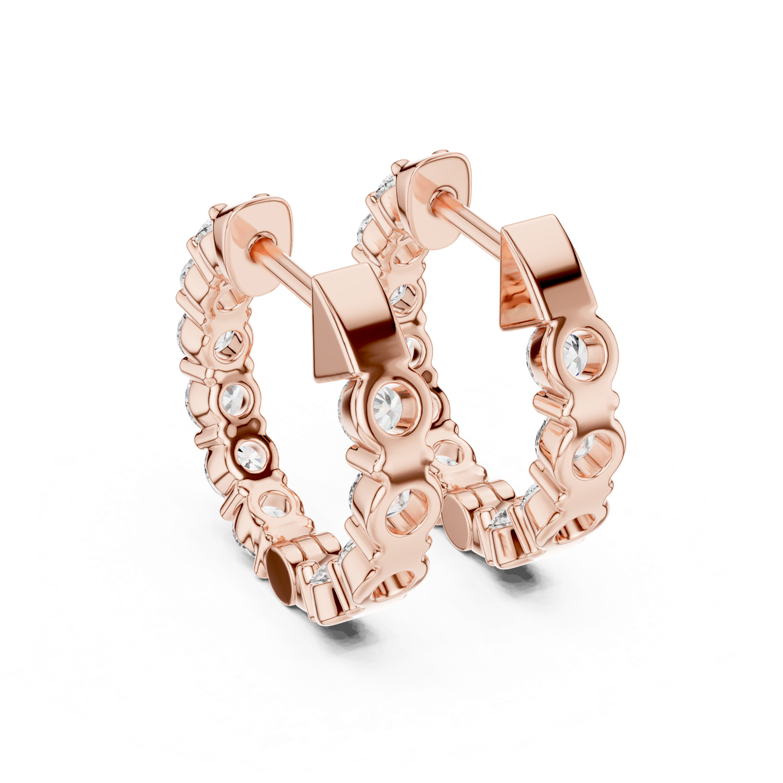 Gold Earrings GER-0372, Rose Gold, view 3
