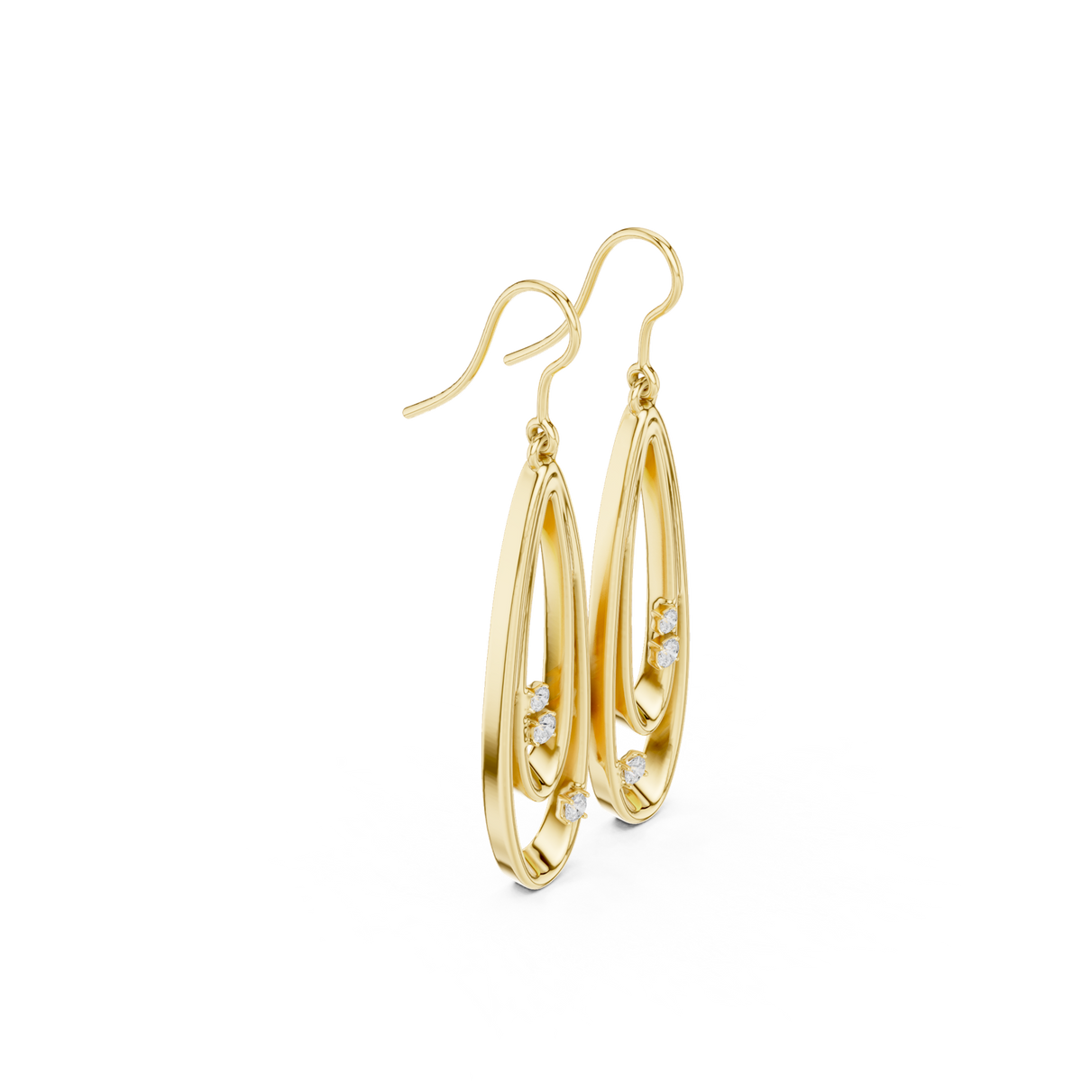 Gold Earrings SBER(29), Yellow Gold, view 1