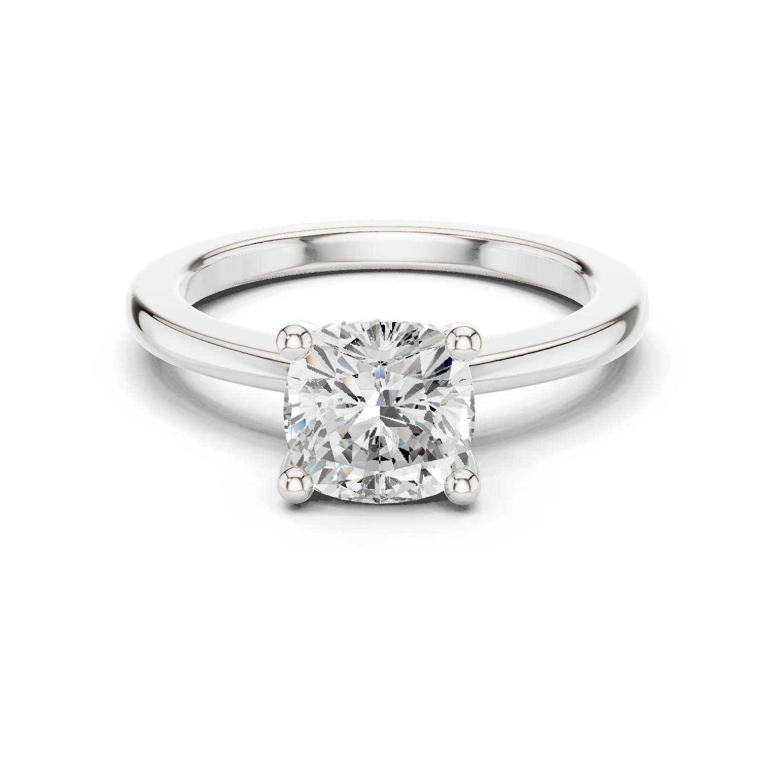 Gold Ring DDLR-032, Cushion center stone, White Gold