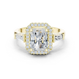 Gold Ring DDLR-342, Radiant center stone, Yellow Gold