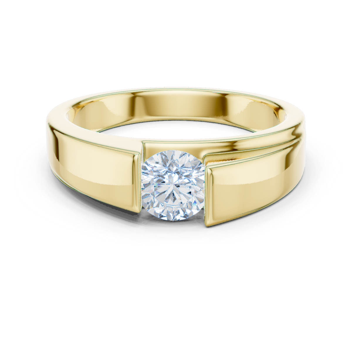 14K Solid Gold Lab Diamond Solitaire Ring, Yellow Gold