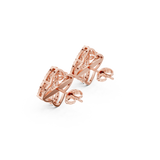 14K Solid Gold Lab Diamond Clover Cluster Earrings, Rose Gold, view 2