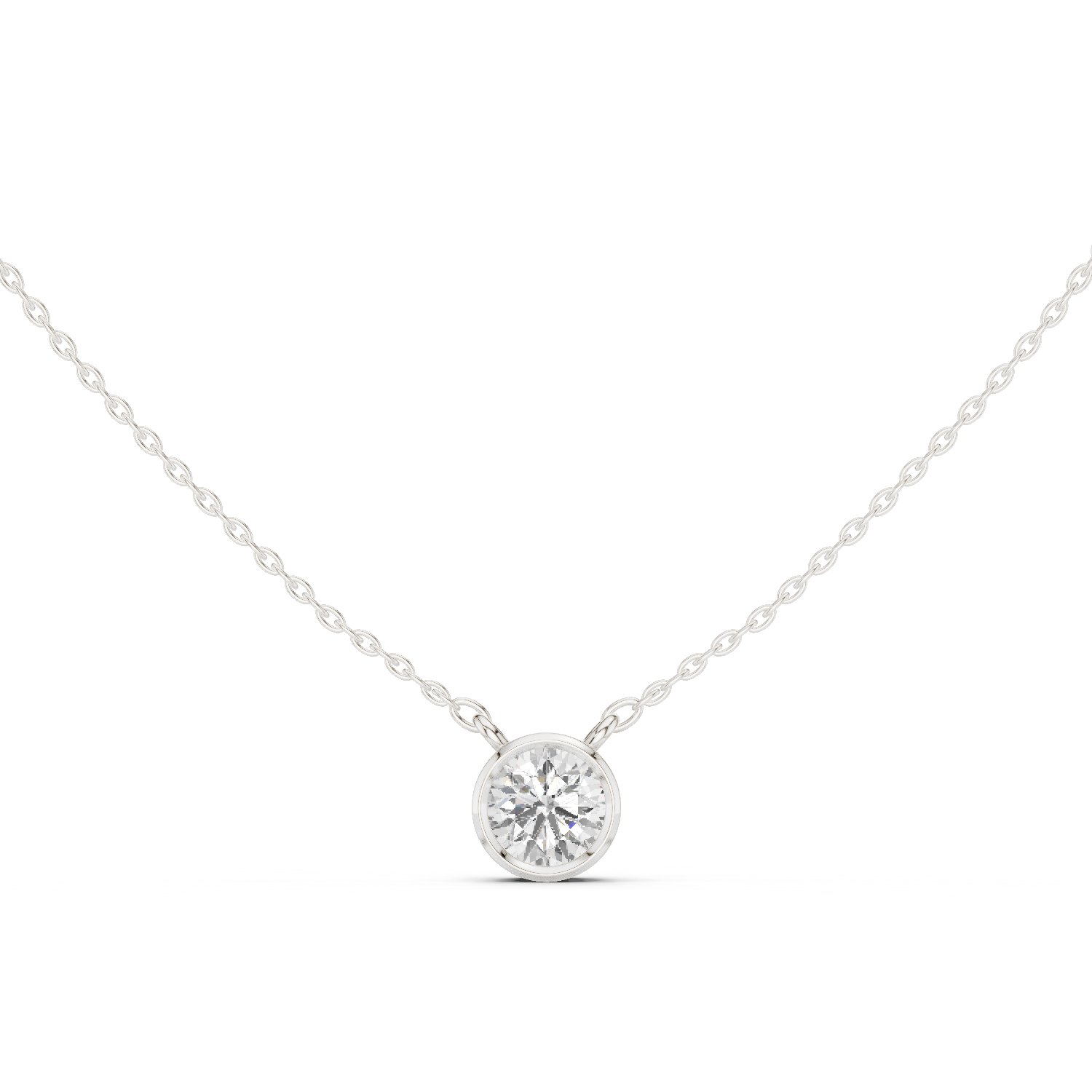 Gold Jewelry DDPS-001, Round center stone, White Gold