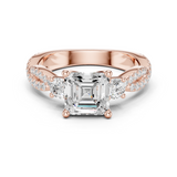 Gold Ring, Asscher center stone, Rose Gold