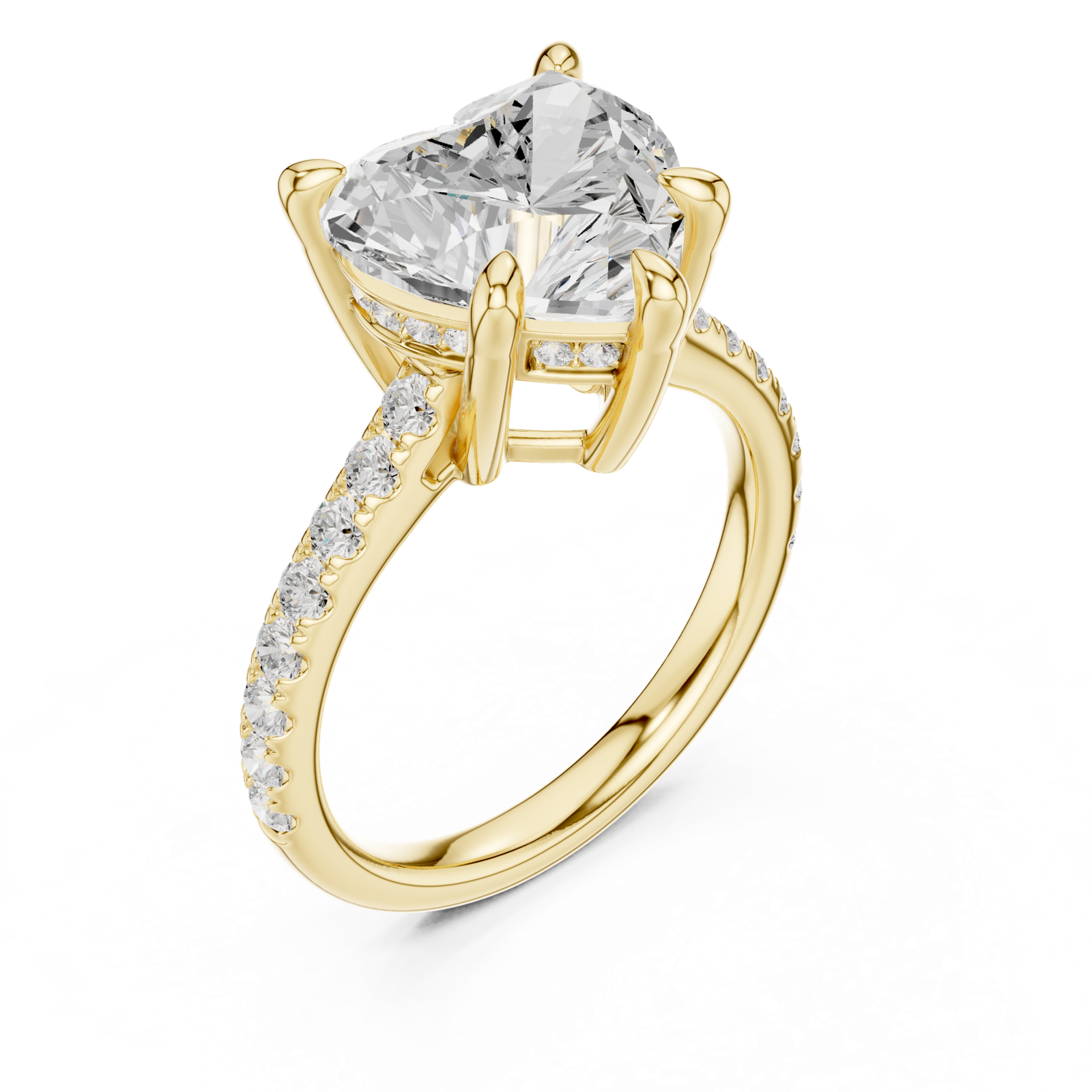 Gold Ring DDLR-250, Heart center stone, Yellow Gold, view 2