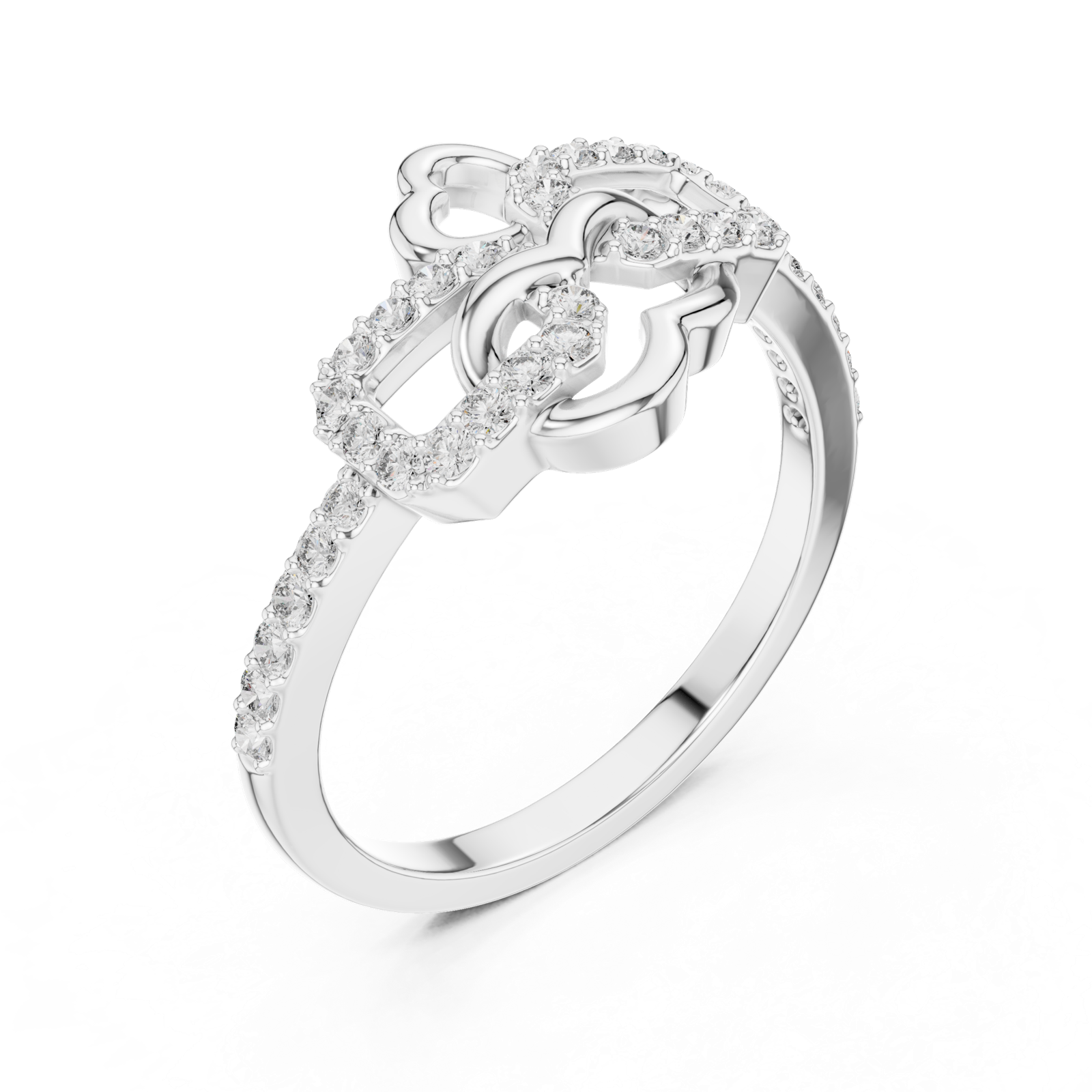 Gold Ring LR-01 (67), White Gold, view 2