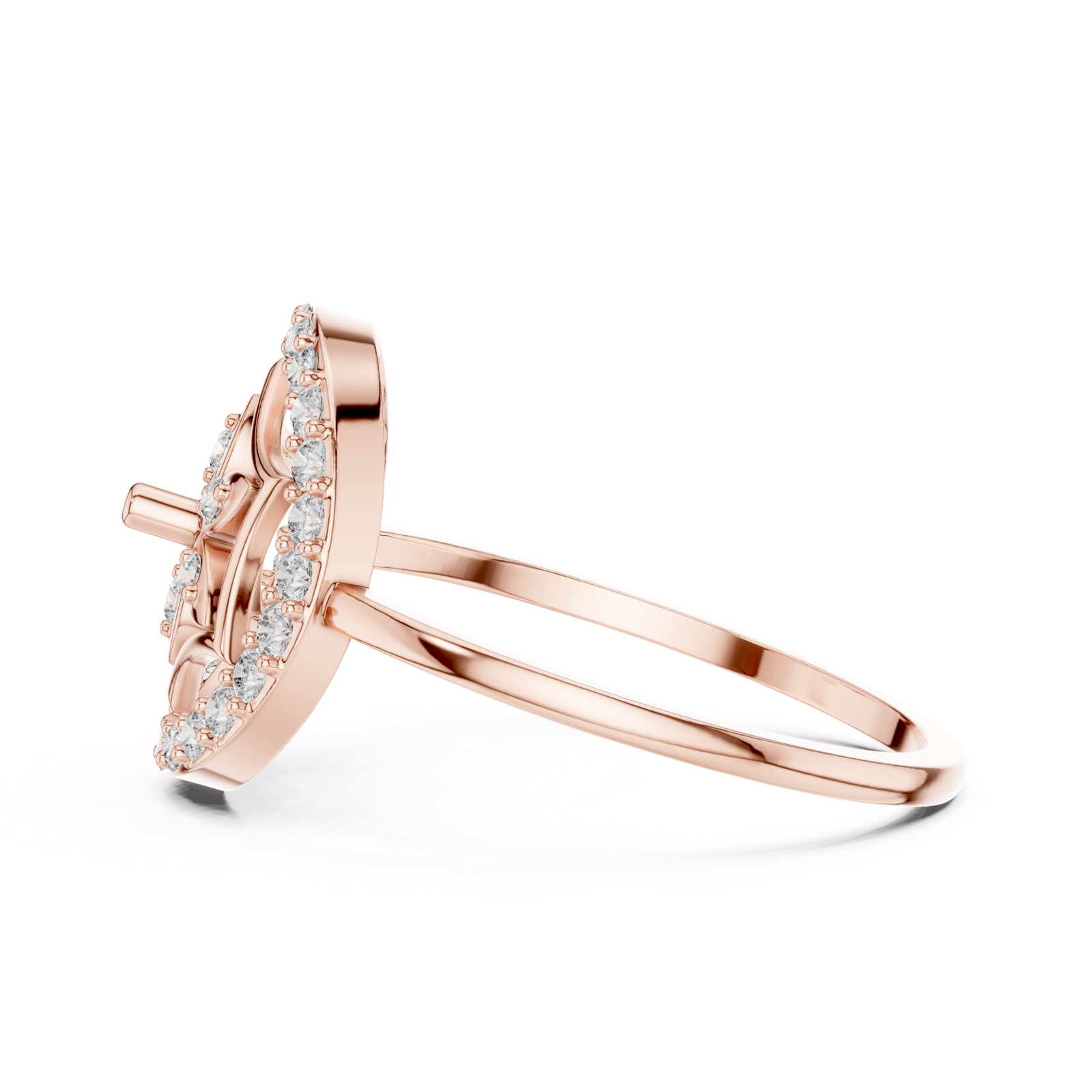 Gold Ring DR-6155, Rose Gold, view 3