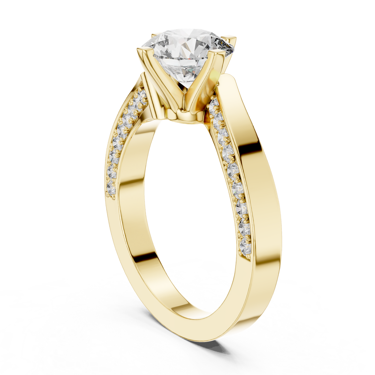 14K Solid Gold Lab Diamond Solitaire Ring, Yellow Gold, view 1
