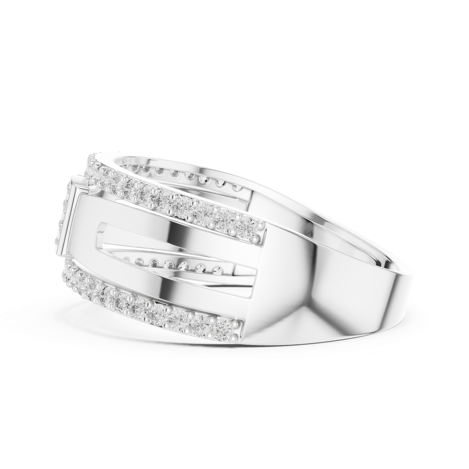 Gold Ring LR-01 (22), White Gold, view 3