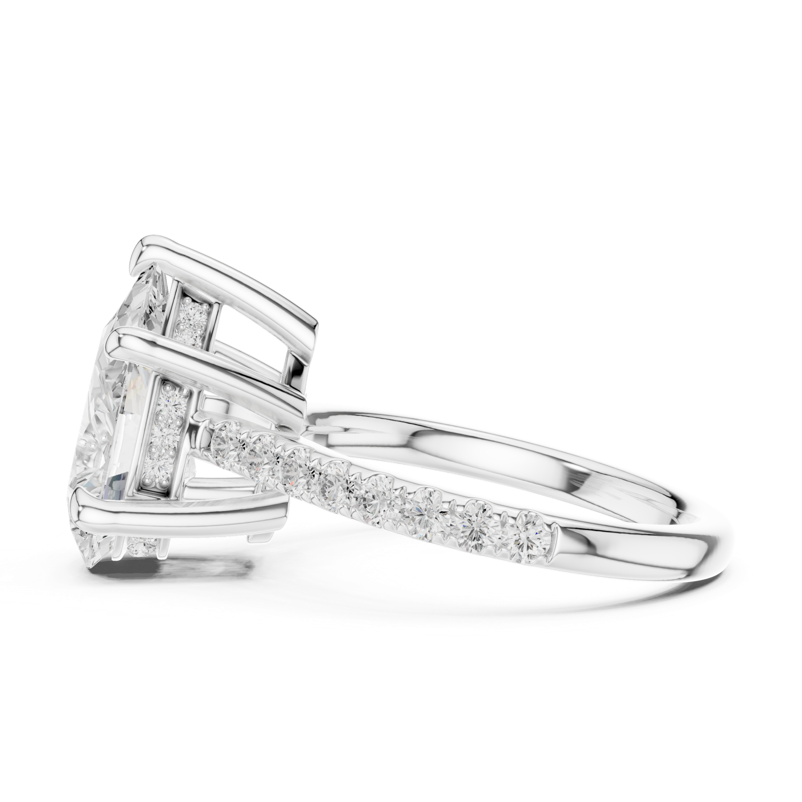 Gold Ring DDLR-250, Pear center stone, White Gold, view 3
