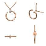 14K Solid Gold Lab Diamond Pendant Necklace, Rose Gold