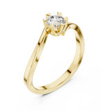 14K Solid Gold Lab Diamond Crossover Ring, Yellow Gold, view 2