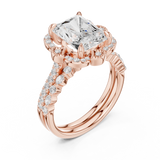Gold Ring DDLR-442, Radiant center stone, Rose Gold, view 2
